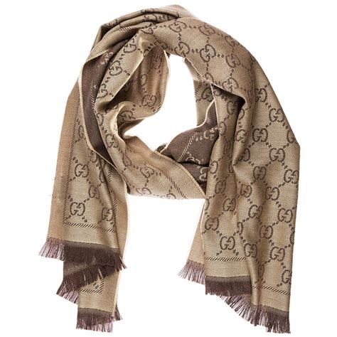 gucci brown scarves|gucci jacquard wool scarf v.